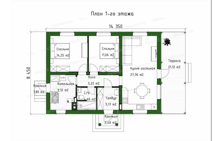 Проект индивидуального двухэтажного  дома  DTE-161
