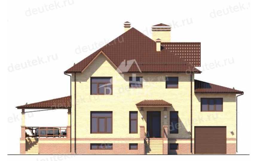Проект двухэтажного дома в европейском стиле с цокольным этажом и двухместным гаражом LK-61