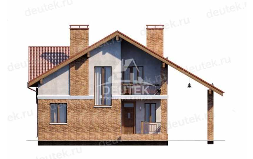 Проект жилого двухэтажного дома в европейском стиле с навесом для автомобиля LK-69