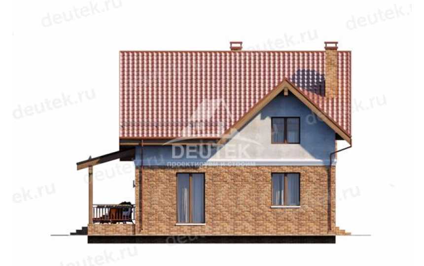 Проект жилого двухэтажного дома в европейском стиле с навесом для автомобиля LK-69