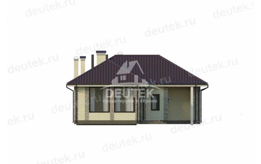 Проект жилого узкого одноэтажного дома в европейском стиле с большими окнами LK-70