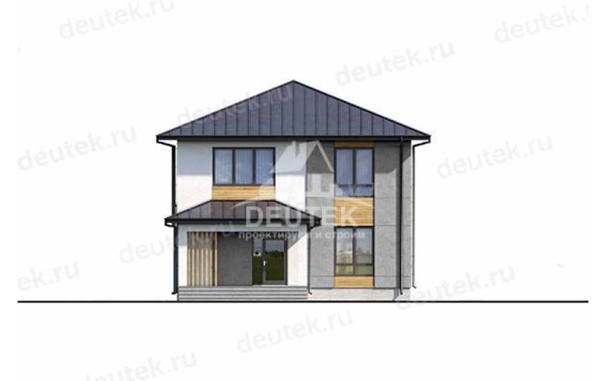 Проект узкого двухэтажного дома из газобетона с размерами 10 м на 22 м и площадью до 300 кв м LK-104
