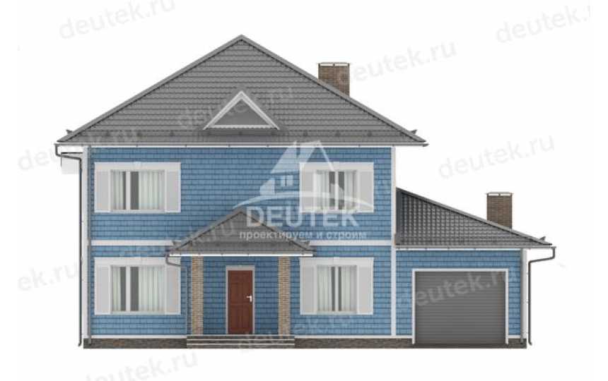 Проект двухэтажного жилого дома в европейском стиле с одноместным гаражом LK-142