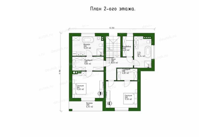 Проект индивидуального двухэтажного жилого дома с мансардным этажом. DTE-199