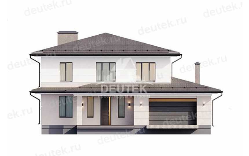 Проект жилого двухэтажного дома из газобетона с двухместным гаражом - LK-185