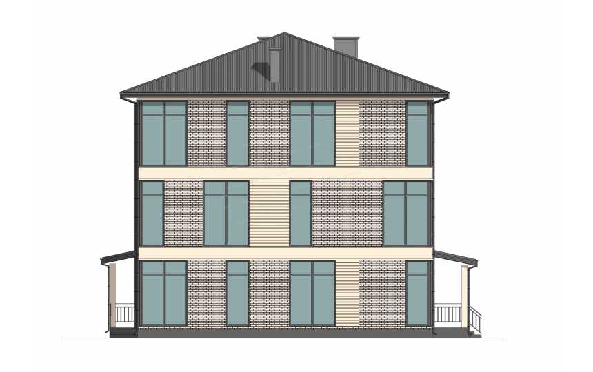 Проект трехэтажного многоквартирного дома с размерами 12 м на 14 м - P306
