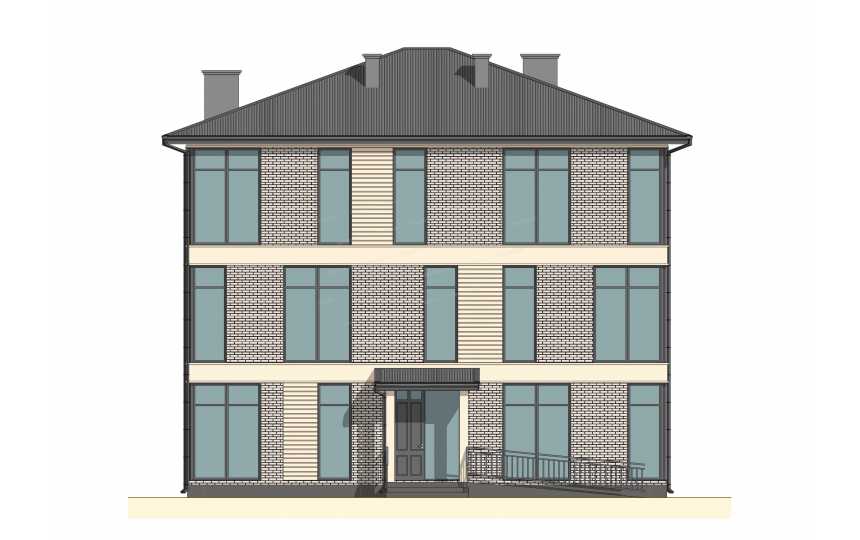 Проект трехэтажного многоквартирного дома с размерами 12 м на 14 м - P306
