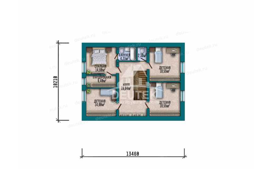 Проект квадратного двухэтажного дома с одноместным гаражом - LK-292