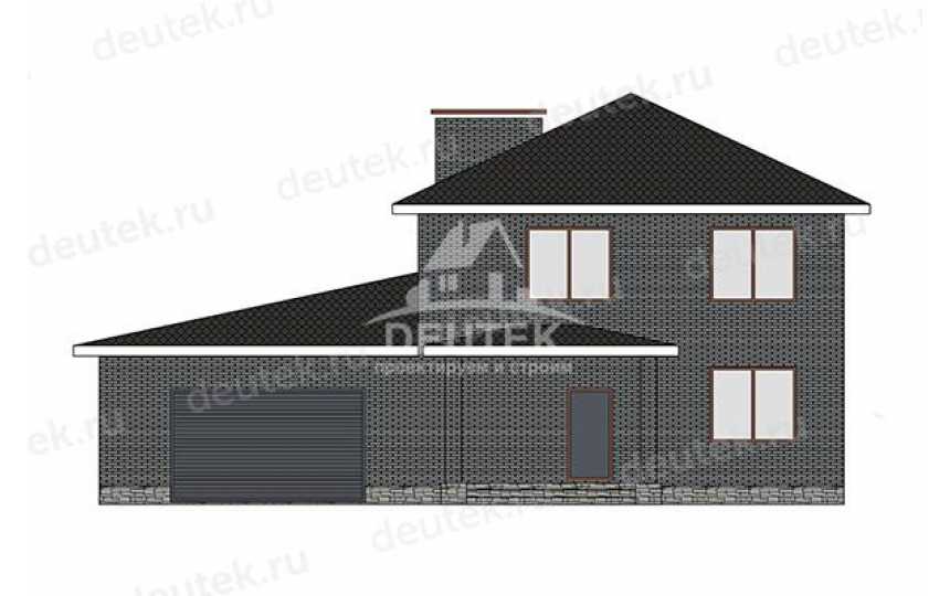 Проект квадратного двухэтажного дома с двухместным гаражом - LK-410