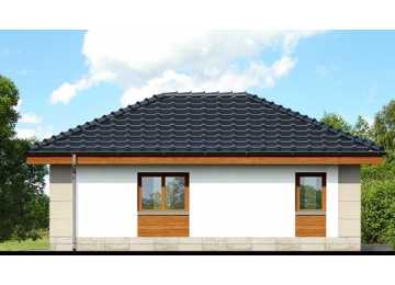 Проект узкого одноэтажного двухместного гаража из пористого бетона в европейском стиле с хозяйственным помещением - VV-10 VV-10