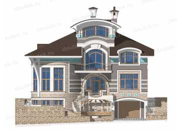  Проект четырёхэтажного дома из кирпича в стиле барокко с мансардным этажом и одноместным гаражом, с площадью до 450 кв м PA-41
