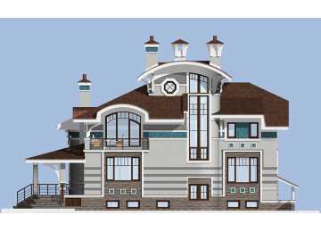 Проект трёхэтажного дома из кирпича в стиле барокко с цокольным этажом и эркерами, с площадью до 400 кв м  PA-43