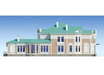Проект узкого двухэтажного дома из кирпича в стиле барокко с кабинетом и эркерами, с площадью до 1050 кв м - PA-56