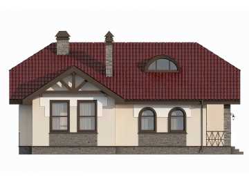 Проект индивидуального одноэтажного жилого дома с эркером KVR-14