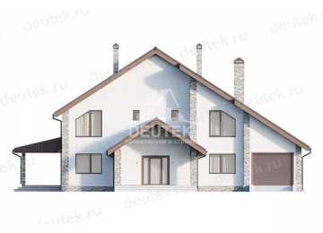 Проект трехэтажного дома с площадью до 400 кв м и одноместным гаражом KVR-48