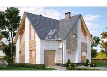 Проект двухэтажного дома с площадью до 200 кв м и одноместным гаражом KVR-84