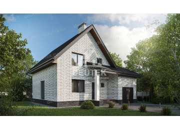Проект двухэтажного жилого дома в европейском стиле с двухместным гаражом KVR-101