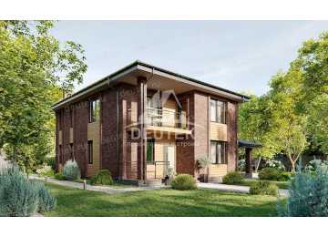 Проект жилого двухэтажного дома из газобетона в европейском стиле с размерами 13 м на 12 м и площадью до 250 кв м LK-106