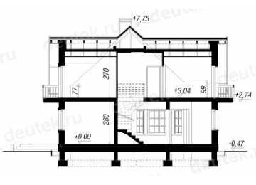 Проект узкого дома в европейском стиле из керамоблоков с мансардой, одноместным гаражом и эркером SK-3