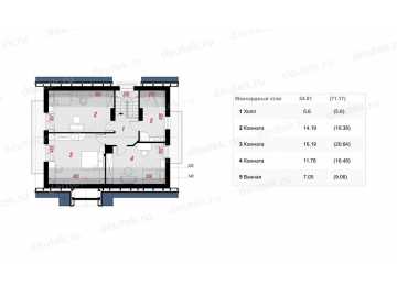 Проект квадратного двухэтажного дома из керамоблоков с камином и эркером - LG-4 LG-4
