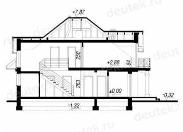 Проект двухэтажного дома с мансардой из керамоблоков с гаражом и кабинетом -MA-1 MA-1