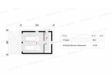 Проект двухместного одноэтажного гаража из керамоблоков - LG-8 LG-8