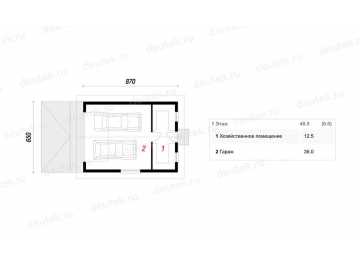 Проект двухместного одноэтажного гаража из керамоблоков - LG-9 LG-9