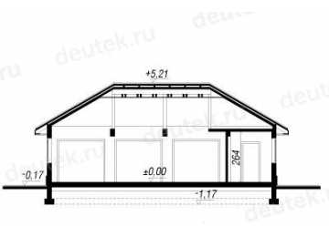 Проект узкого одноэтажного трехместного гаража из керамоблоков в европейском стиле - SK-16 SK-16