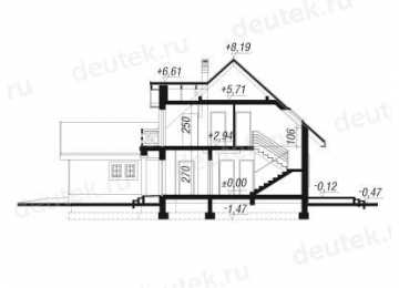 Проект жилого двухэтажного дома из керамоблоков с мансардой и одноместным гаражом - VR-4 VR-4