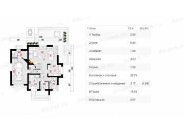 Проект жилого двухэтажного дома из керамоблоков с мансардой и одноместным гаражом - VR-5 VR-5