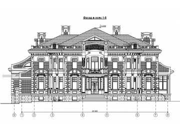 Проект узкого трехэтажного дома из кирпича в стиле барокко с цокольным этажом, кабинетом и бассейном, с площадью до 1550 кв м EV-17