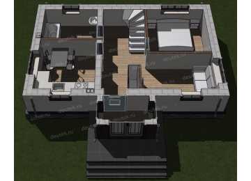 Проект дома с мансардным этажом  с цокольным этажом и мансардой DTE-66
