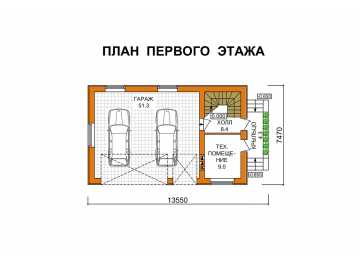 Проект двухэтажного дома с площадью до 150 кв м и двухместным гаражом KVR-34