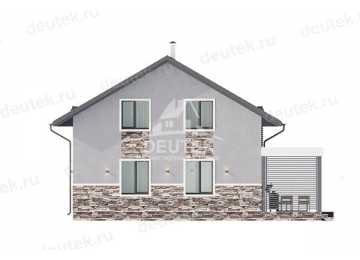 Проект квадратного двухэтажного дома в европейском стиле  из газобетона с четырьмя спальнями - LK-178