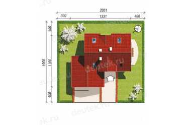Проект европейского дома с мансардой и одноместным гаражом 11 на 13 метров DTA100103