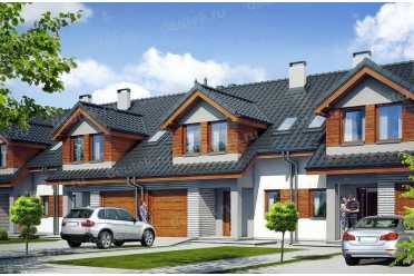 Проект европейского дома с мансардой и гаражом 7 на 12 метров DTA100121