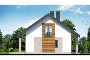 Проект дачного двухэтажного дома с мансардой и камином 8 на 8 м DTA100131