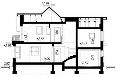 Проект жилого двухэтажного дома с камином и кабинетом 12 на 8 м DTA100161