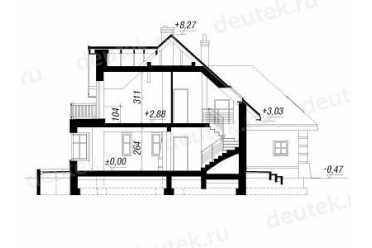 Проект европейского дома с мансардой и двухместным гаржом 14 на 16 метров DTA100169
