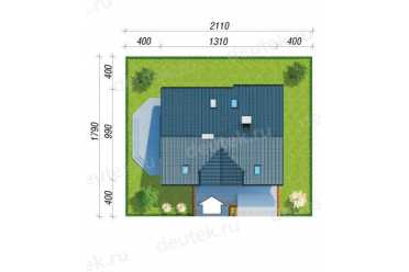 Проект двухэтажного дома с одноместным гаражом и кабинетом до 200 кв м DTA100174