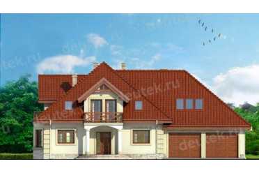 Проект европейского двухэтажного дома с двухместным гаражом до 350 кв м DTA100179