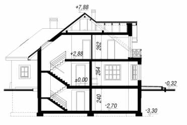 Проект двухэтажного дома с двухместным гаражом и погребом 14 на 14 м DTA100204