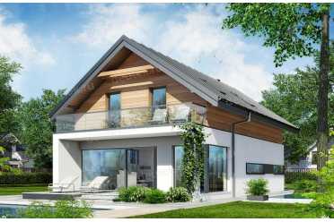 Проект европейского двухэтажного дома с мансардой и камином 9 на 15 метров DTA100218