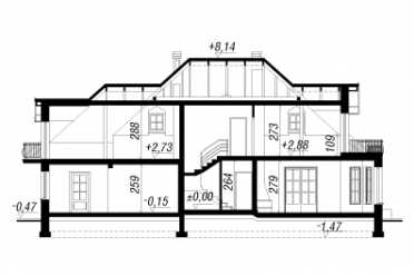 Проект европейского двухэтажного дома с двухместным гаражом и кабинетом 18 на 11 м - DTA100230 DTA100230