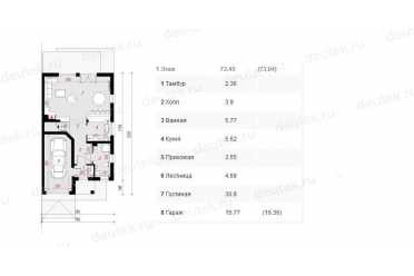 Проект европейского дома с мансардой и камином 7 на 12 метров DT0415