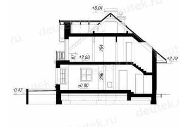 Проект европейского дома с мансардой и одноместным гаражом 11 на 13 метров DTA10084