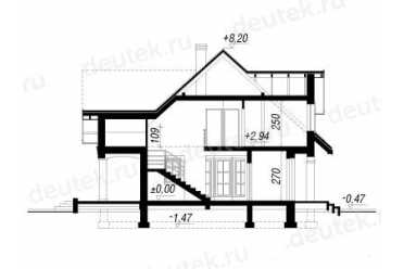Проект европейского дома с мансардой и одноместным гаражом 12 на 14 метров DTA10091