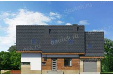 Проект европейского дома с мансардой и одноместным гаражом 10 на 13 метров DTA10095