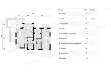 Проект европейского дома с мансардой и одноместным гаражом 10 на 13 метров DTA10095