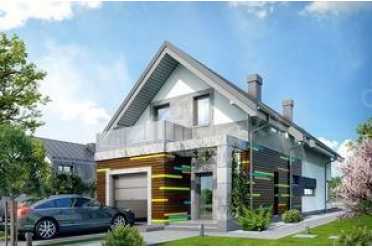 Проект двухэтажного дома из керамаблоков с одноместным гаражом - DTL100002 DTL100002